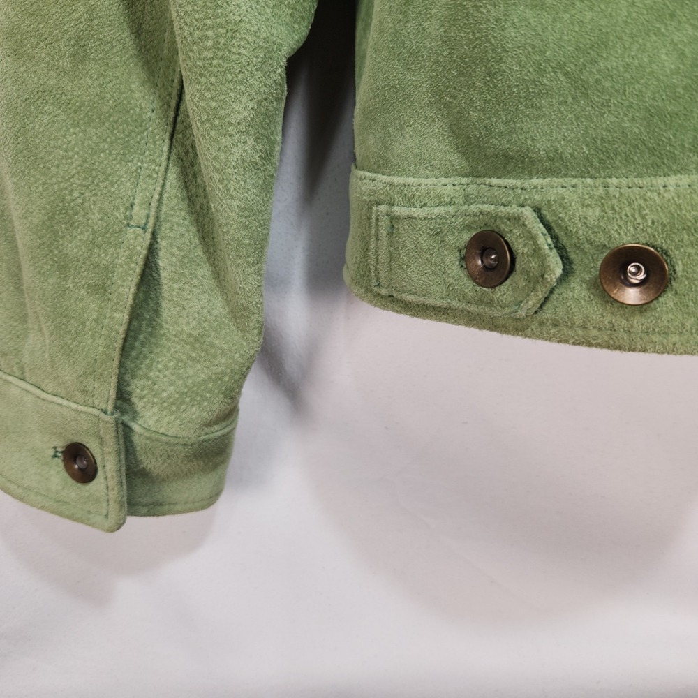 Charter Club Womens Jacket Size Small Green  Suede Leather Quilted Lined - Picture 4 of 7
